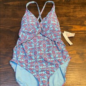 BLEU Rod Beattie One Piece Padded Bathing Suit w/ Criss Cross Adjustable Straps